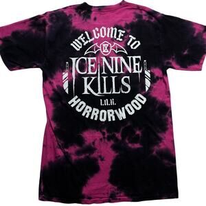 Ice Nine Kills Welcome To Horrorwood Pink BlackTie Dye T-Shirt Size Mens Small